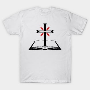 Cross of the Lord Jesus Christ and an open bible. T-Shirt